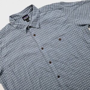Patagonia Shirt Mens XL Plaid Organic Cotton Short Sleeve Western Fish Camp Hike